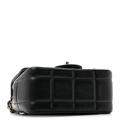 Mini Quilted Lambskin Flap Shoulder Bag - Black