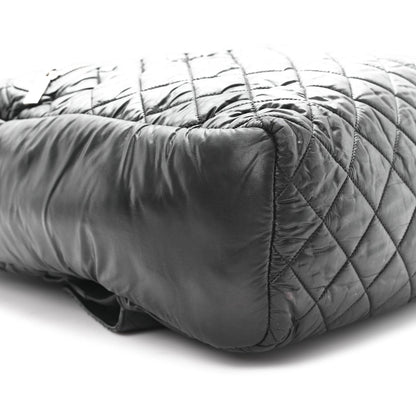 Quilted Nylon Backpack - Black