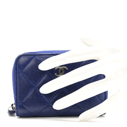 Quilted Lambskin Wallet Bag - Blue