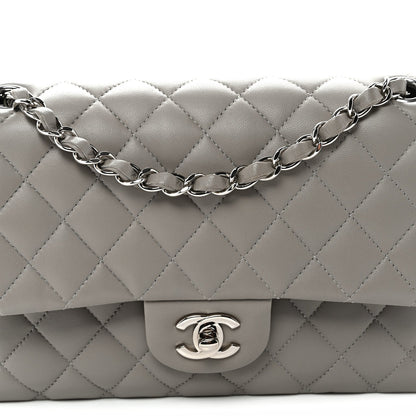 Medium Quilted Lambskin Flap Shoulder Bag - Grey