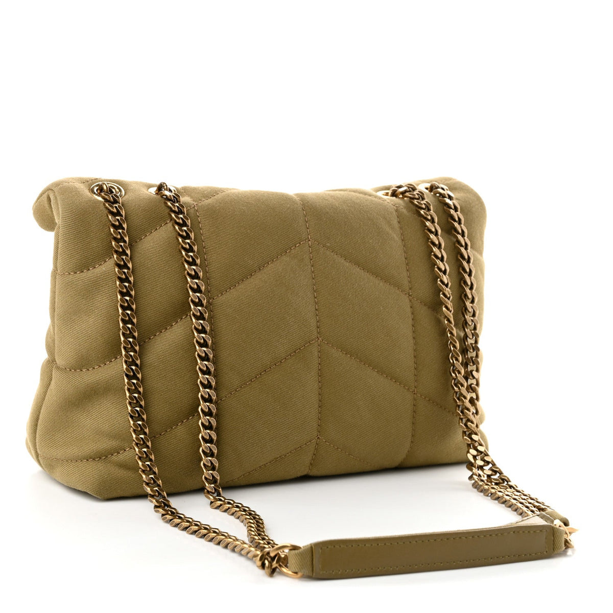 Quilted Canvas Satchel Bag - Green