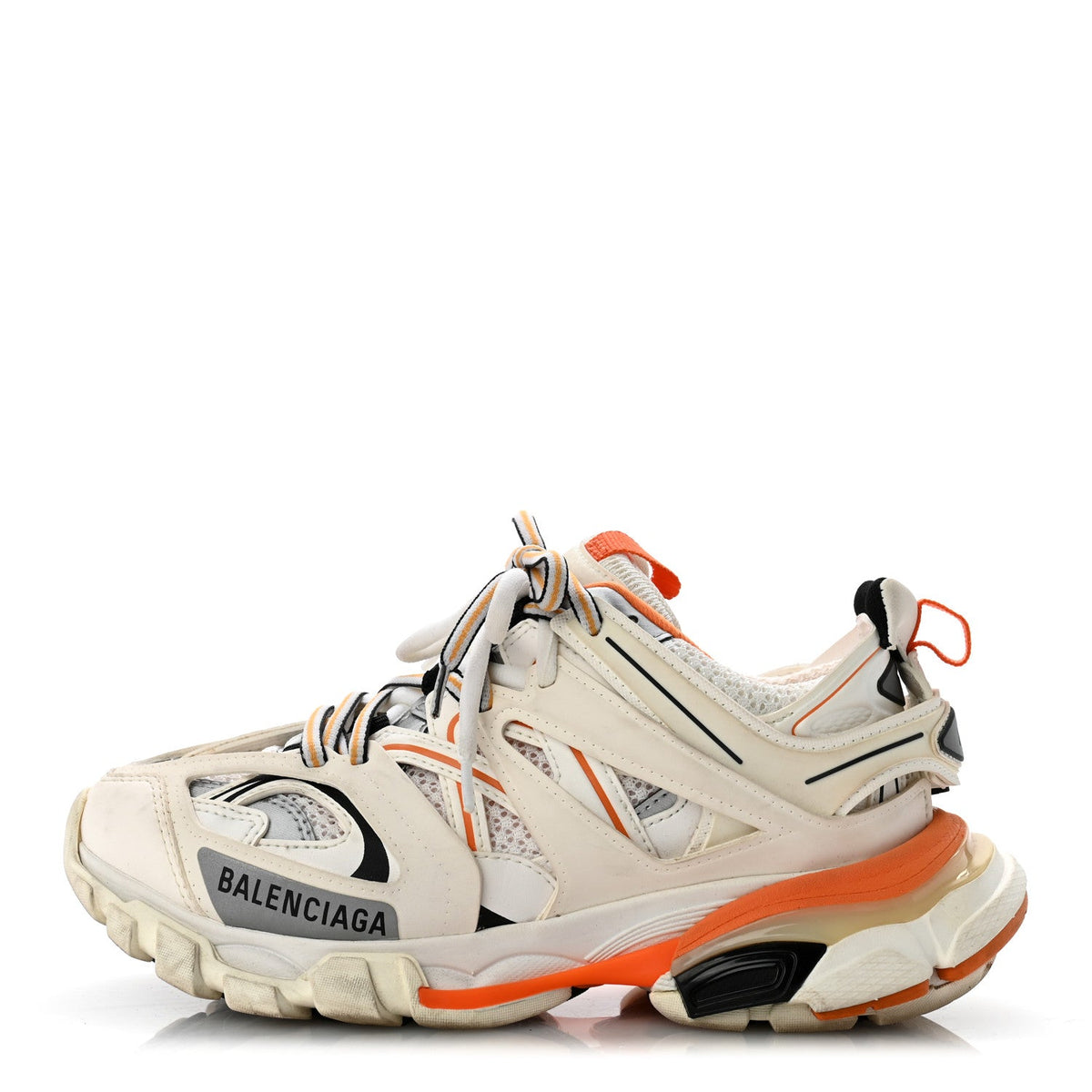 Rubber Mesh Fabric Monocolor Recycled Sole Track Sneakers White Orange