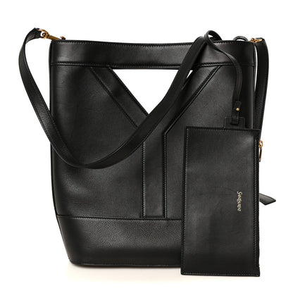 Small Calfskin Bucket Bag - Black