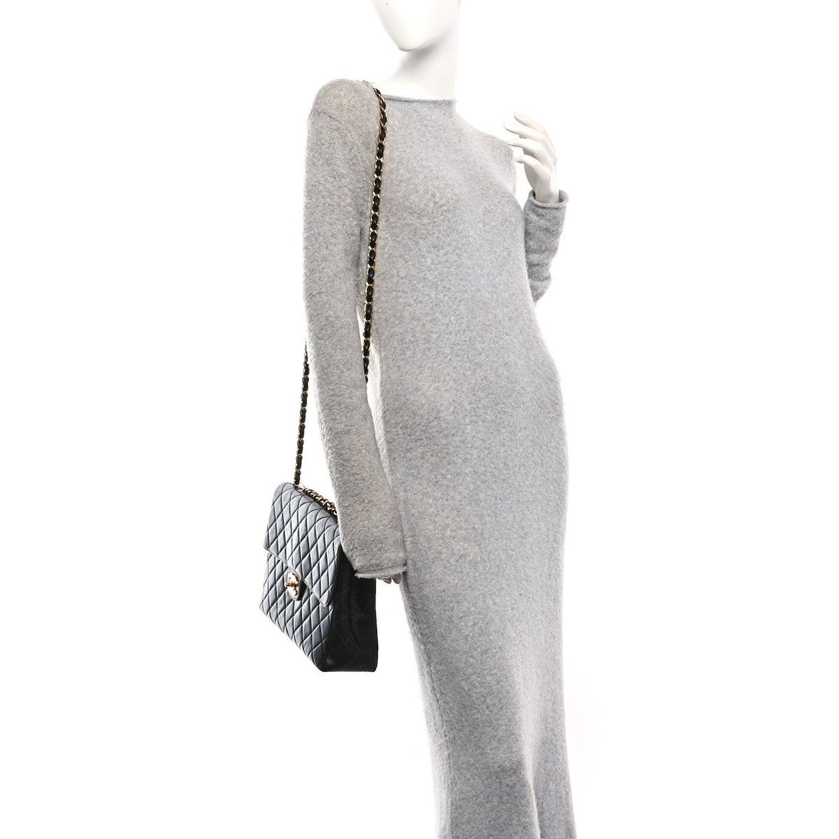 Quilted Lambskin Flap Shoulder Bag - Black