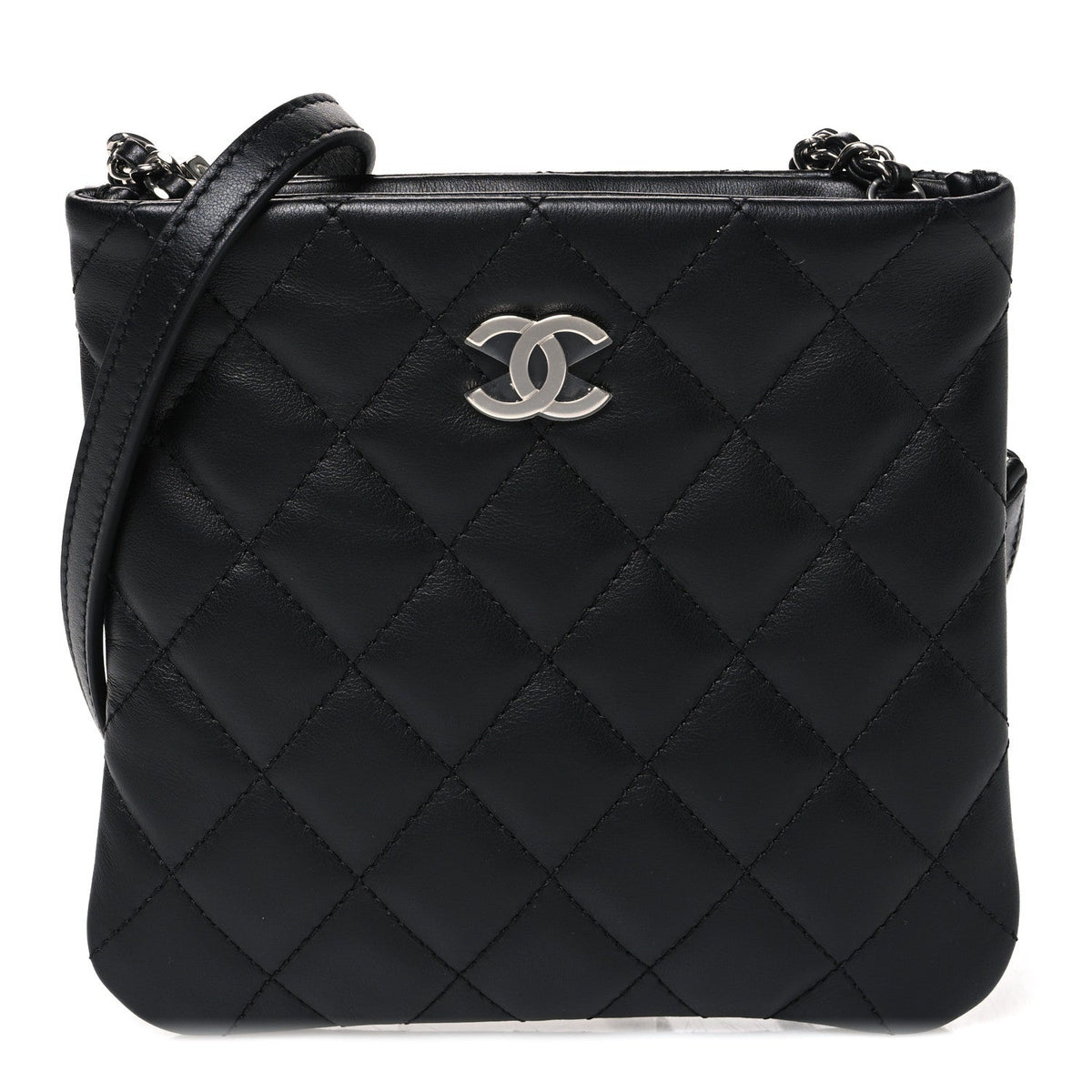 Quilted Lambskin Crossbody Bag - Black