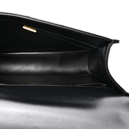 Quilted Calfskin Flap Shoulder Bag - Black