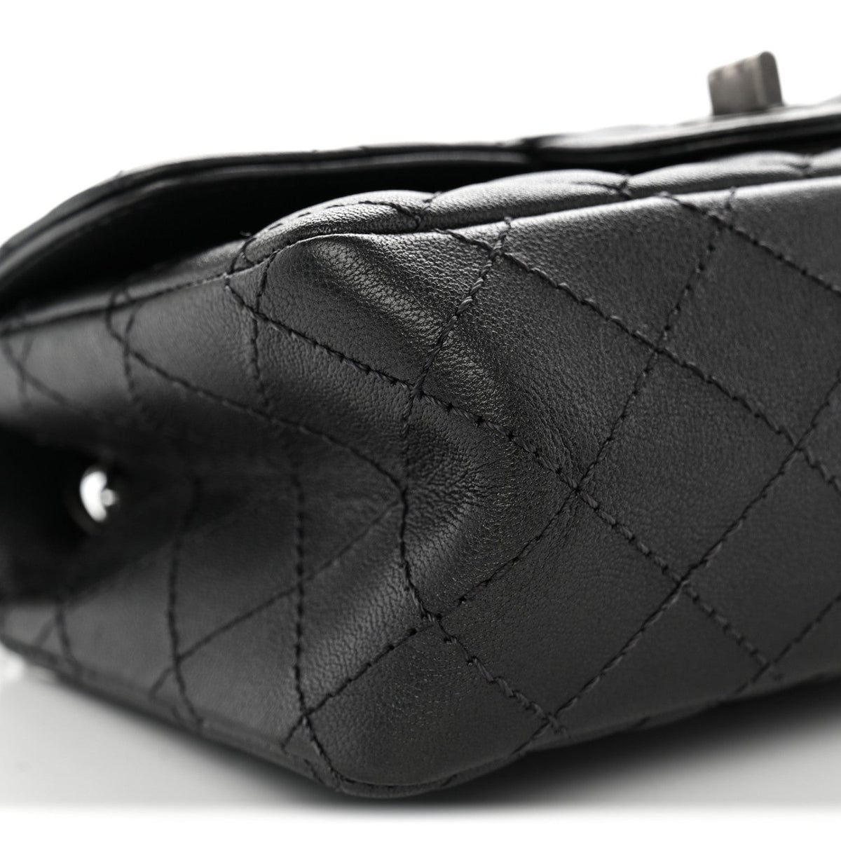 Mini Quilted Sheepskin Flap Shoulder Bag - Grey
