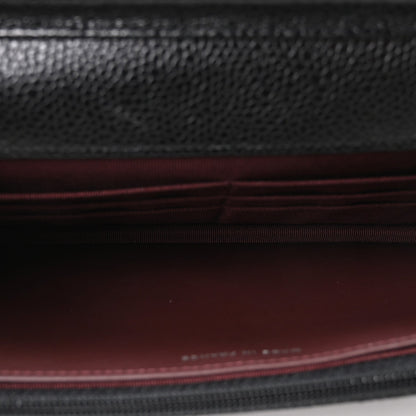 Quilted Caviar Wallet Bag - Black