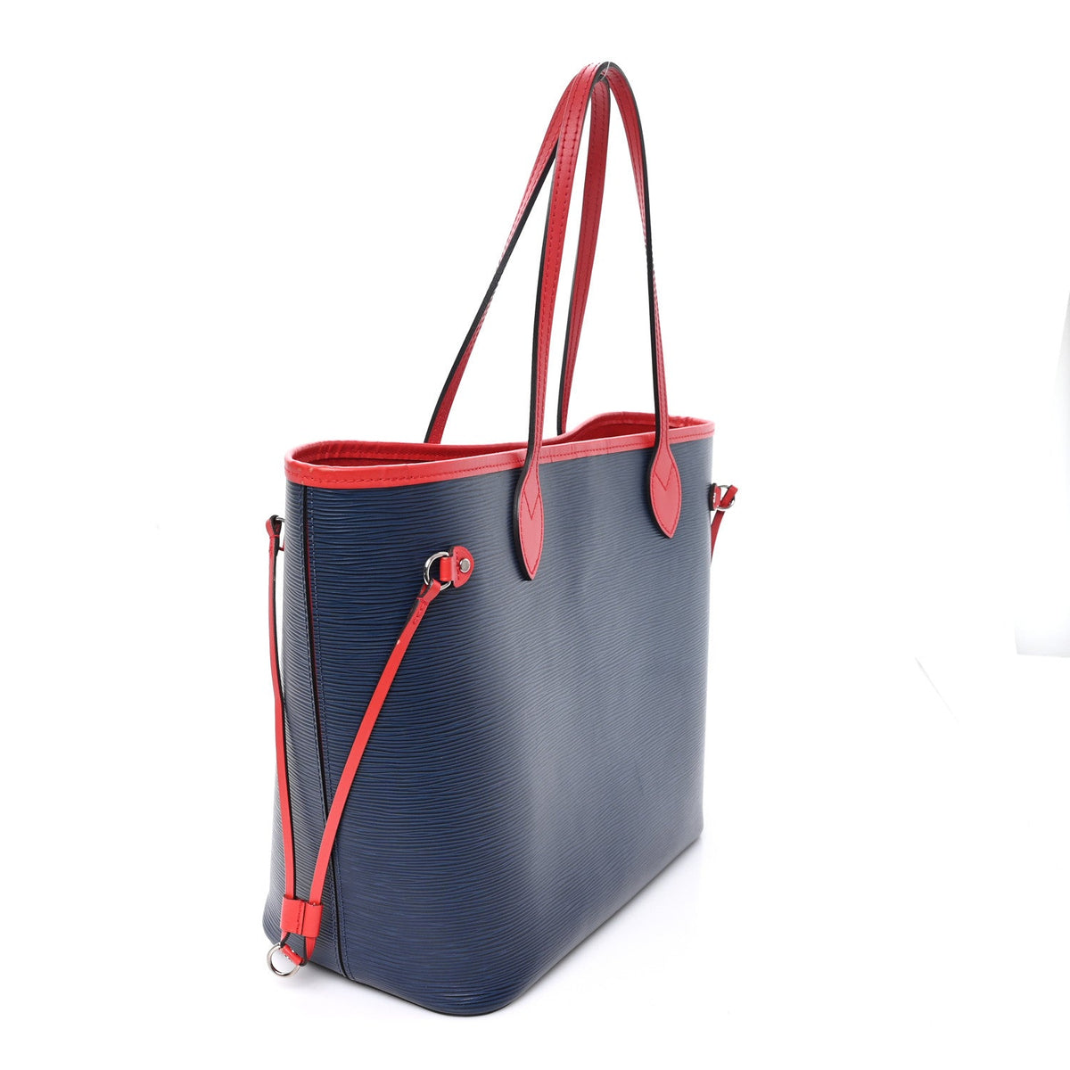 Epi Neverfull Mm Indigo Coquelicot Handbag