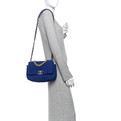 Large Quilted Flap Shoulder Bag - Blue