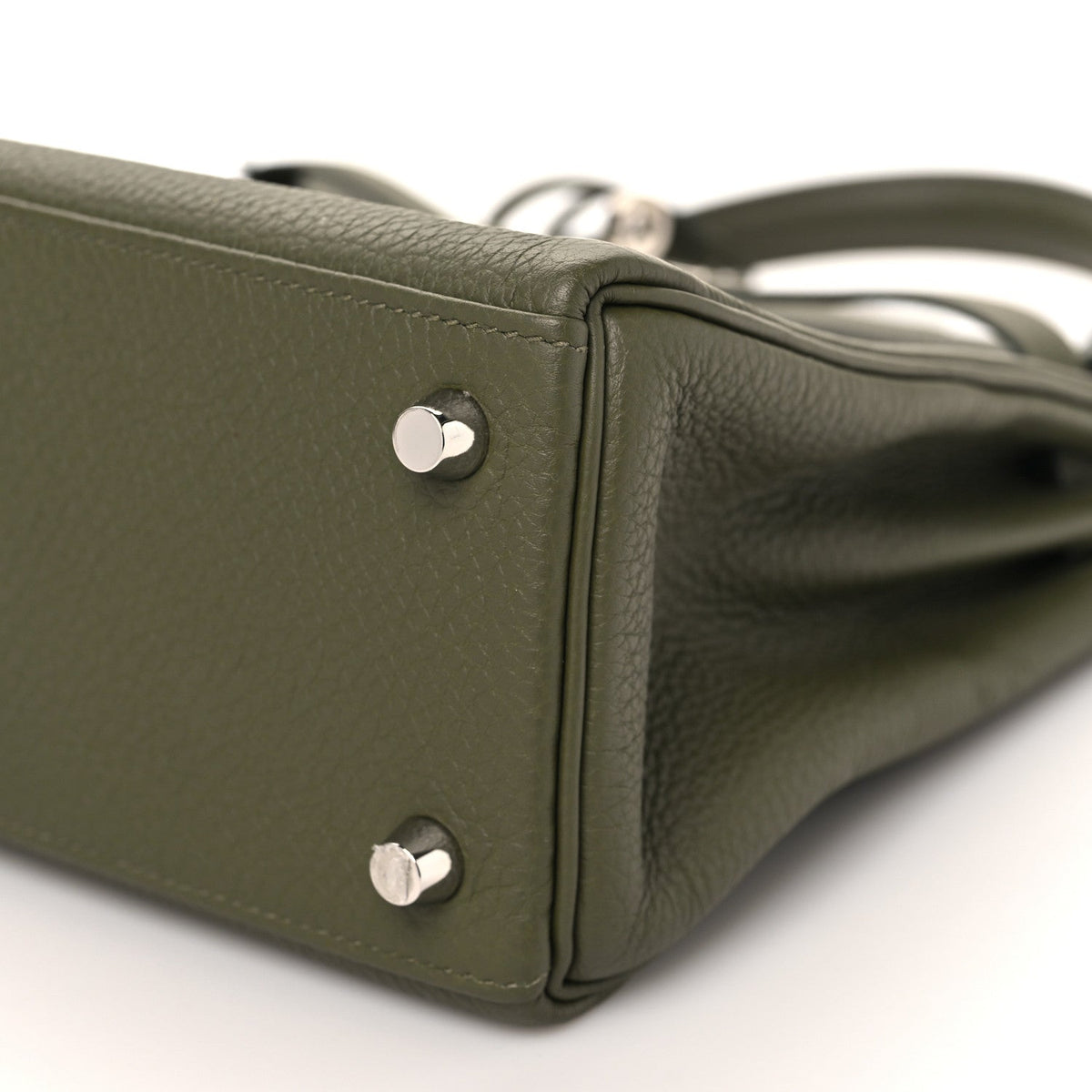 Togo Kelly Retourne 25 Vert Veronesse Handbag