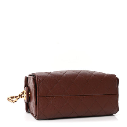Mini Quilted Caviar Handbag - Brown