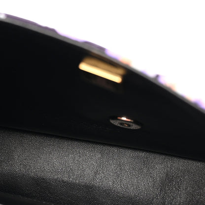 Quilted Fabric Flap Shoulder Bag - Black