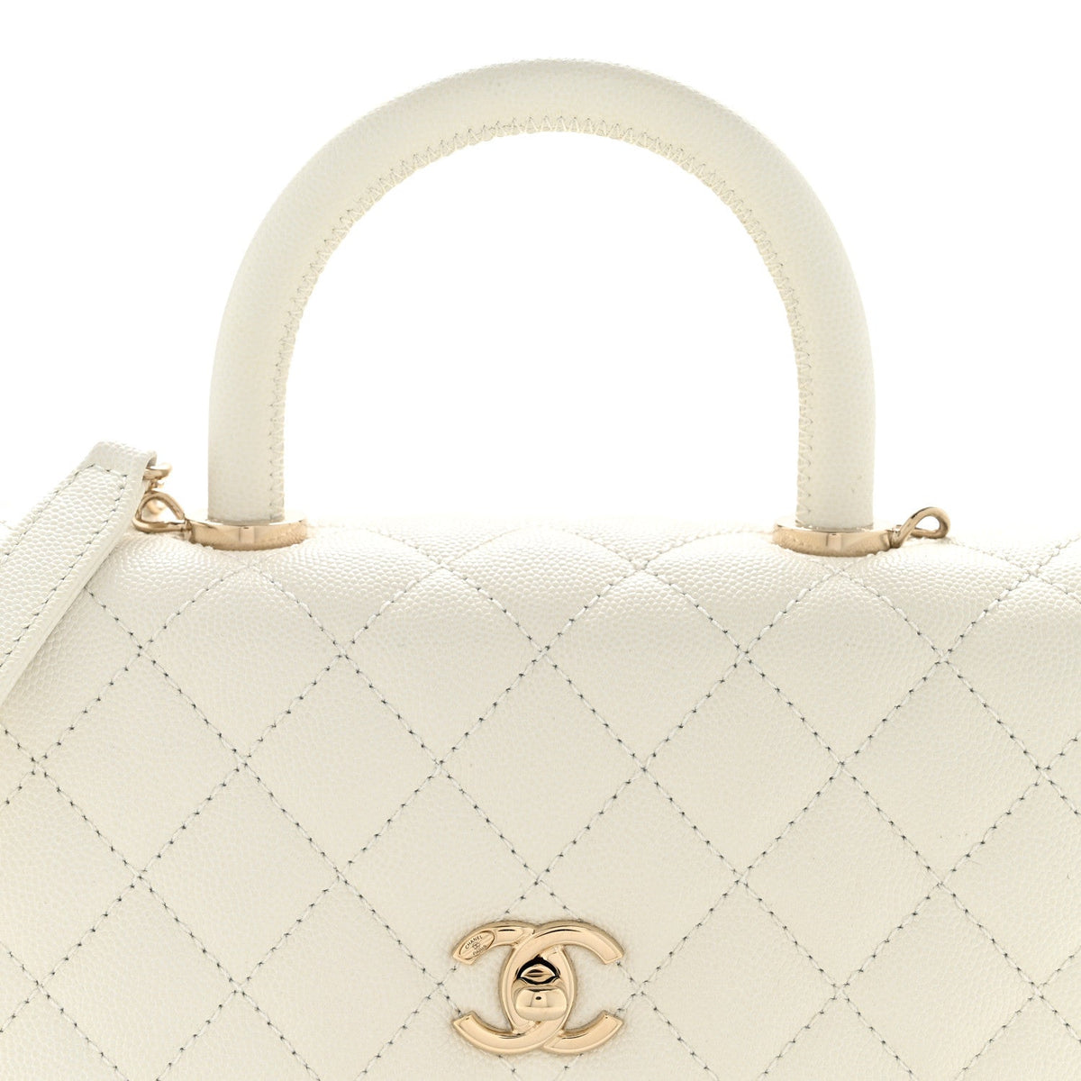 Mini Quilted Caviar Flap Shoulder Bag - White