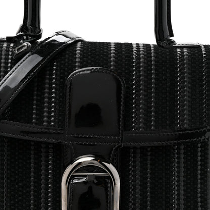 Calfskin Canvas Satchel Bag - Black