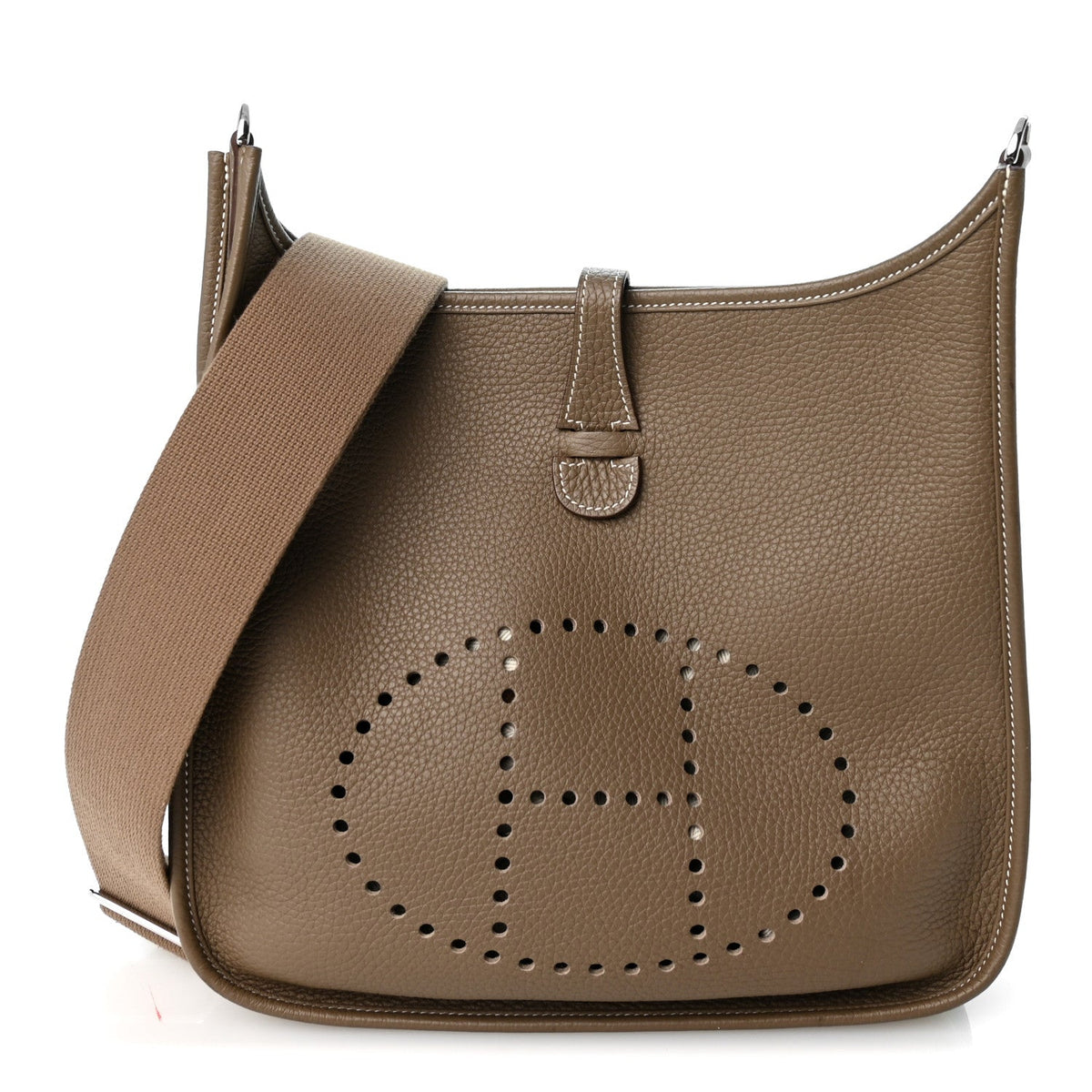 Taurillon Clemence Evelyne Iii Pm Etoupe Handbag