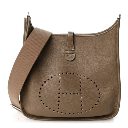 Taurillon Clemence Evelyne Iii Pm Etoupe Handbag