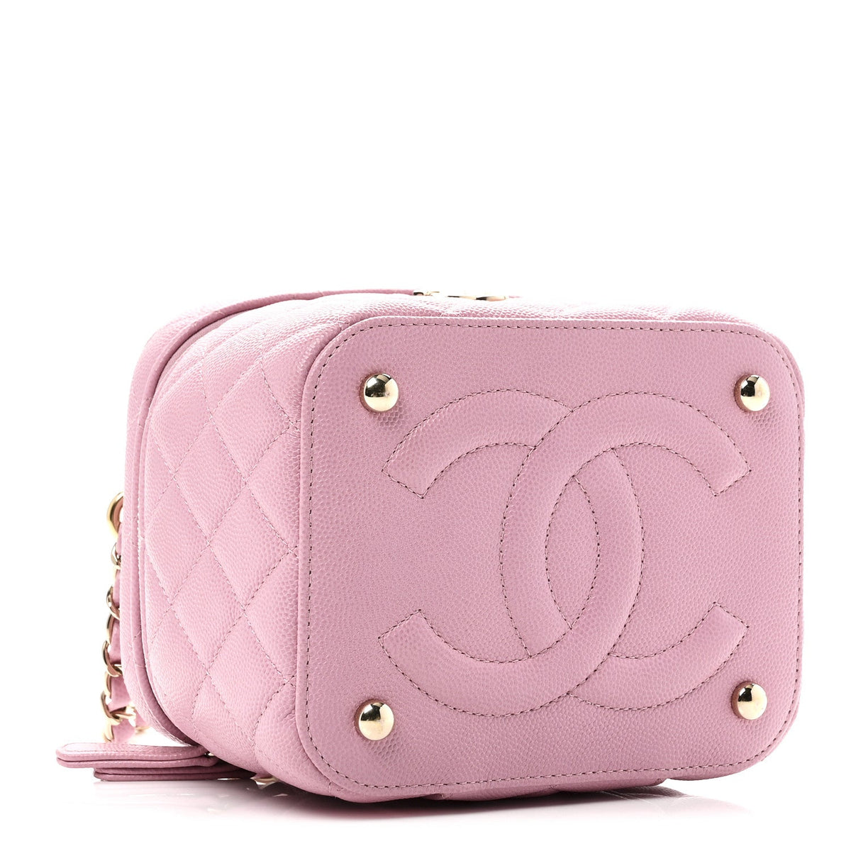 Small Quilted Caviar Handbag - Pink