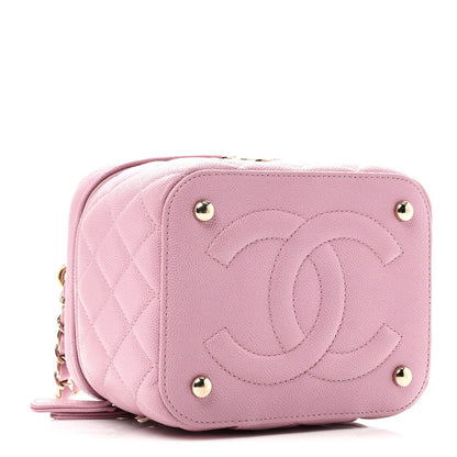 Small Quilted Caviar Handbag - Pink