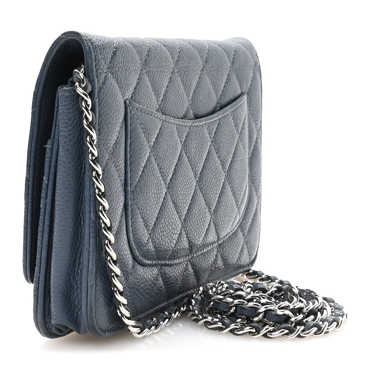 Quilted Caviar Wallet Bag - Blue