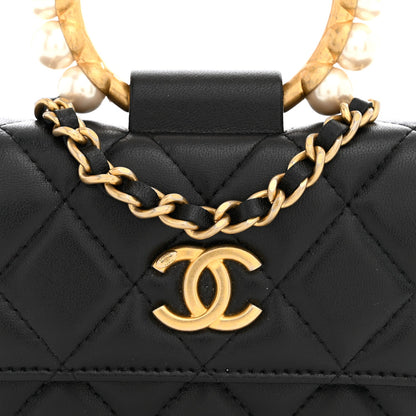 Quilted Lambskin Clutch Bag - Black