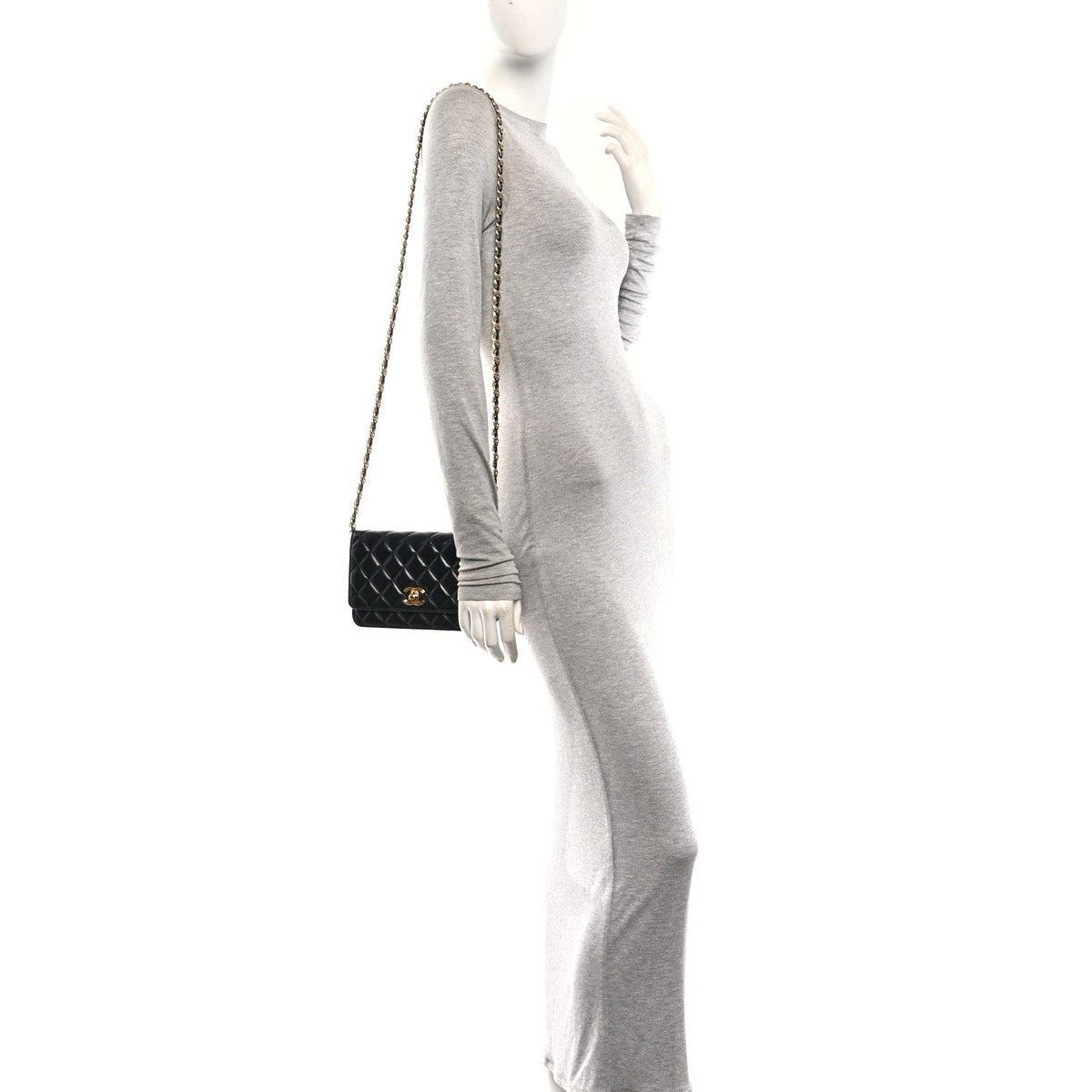 Quilted Lambskin Wallet Bag - Gold