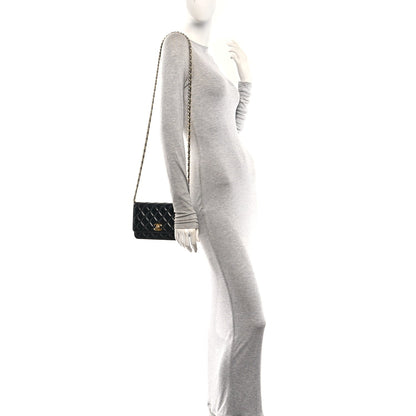 Quilted Lambskin Wallet Bag - Gold