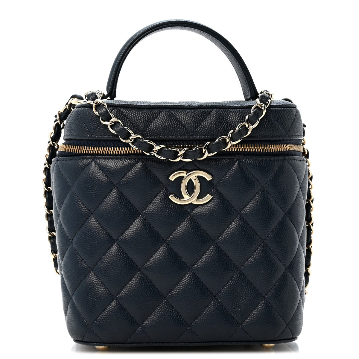Small Quilted Caviar Handbag - Blue