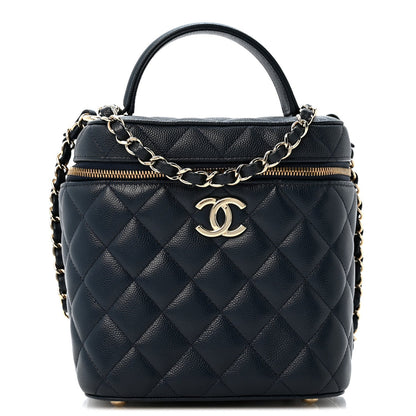 Small Quilted Caviar Handbag - Blue