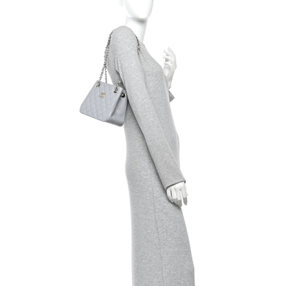 Mini Quilted Caviar Bucket Bag - Grey