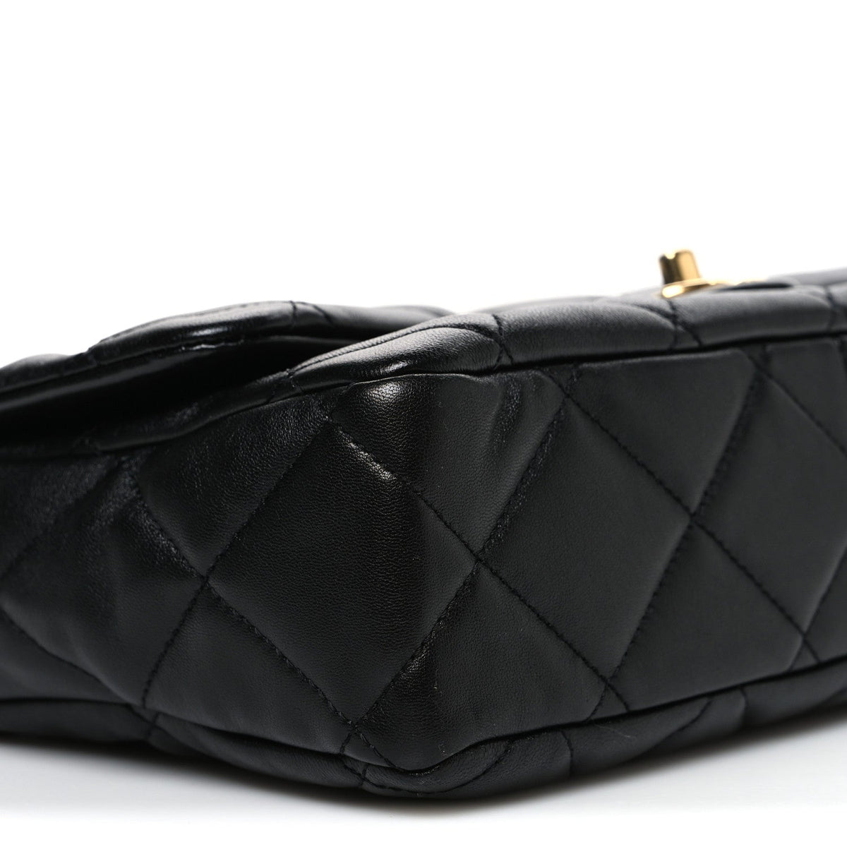 Large Quilted Lambskin Flap Shoulder Bag - Black