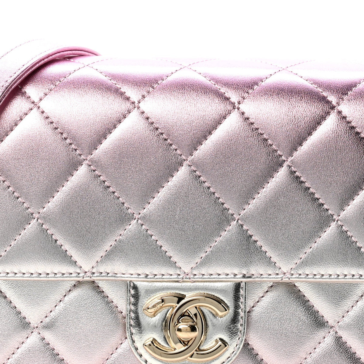 Large Quilted Lambskin Flap Shoulder Bag - Gold