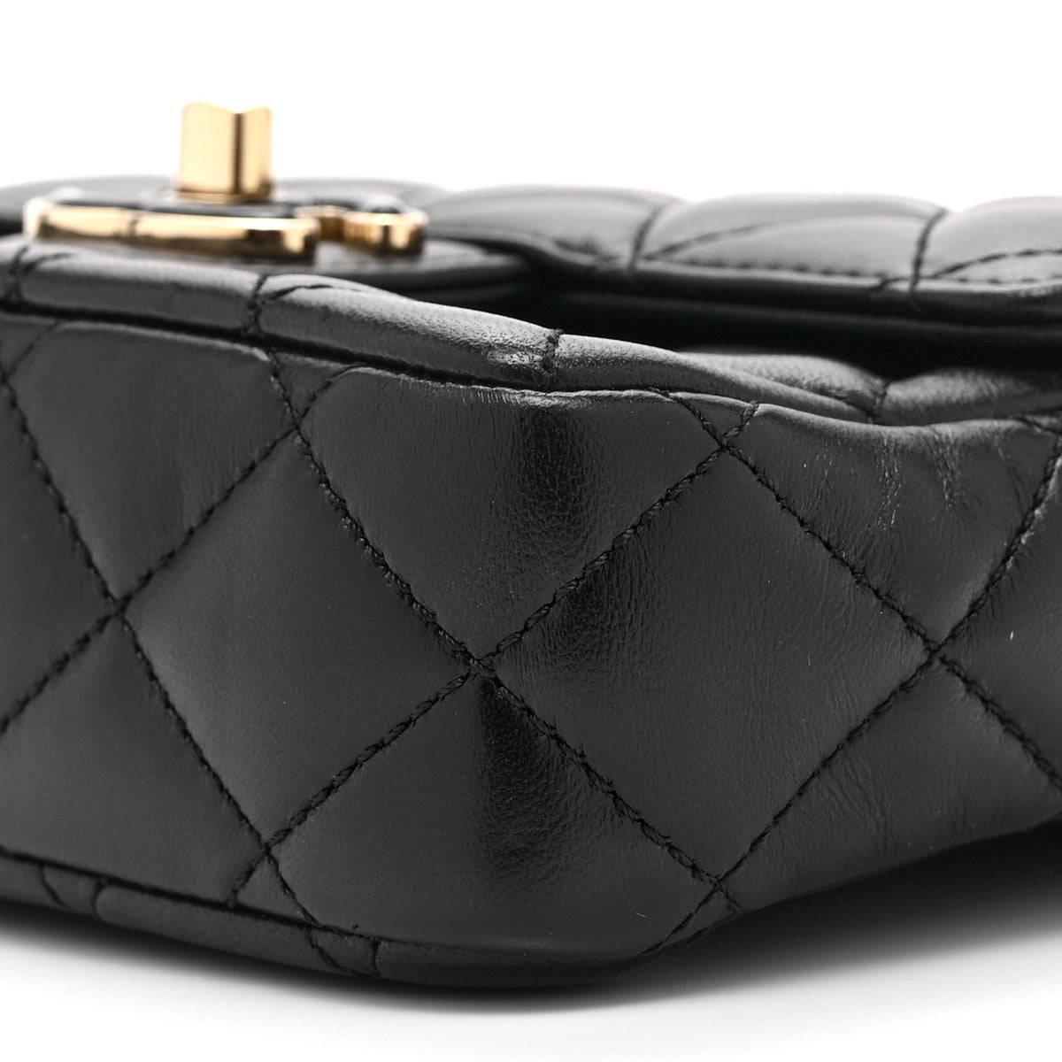 Mini Quilted Lambskin Flap Shoulder Bag - Black