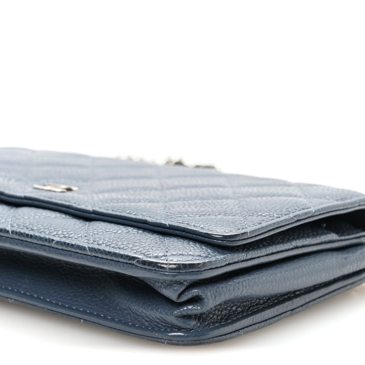 Quilted Caviar Wallet Bag - Blue