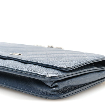 Quilted Caviar Wallet Bag - Blue