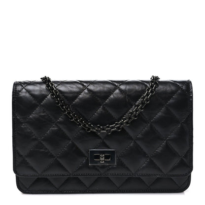 Quilted Calfskin Wallet Bag - Black