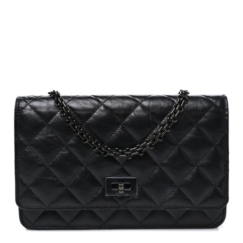Quilted Calfskin Wallet Bag - Black