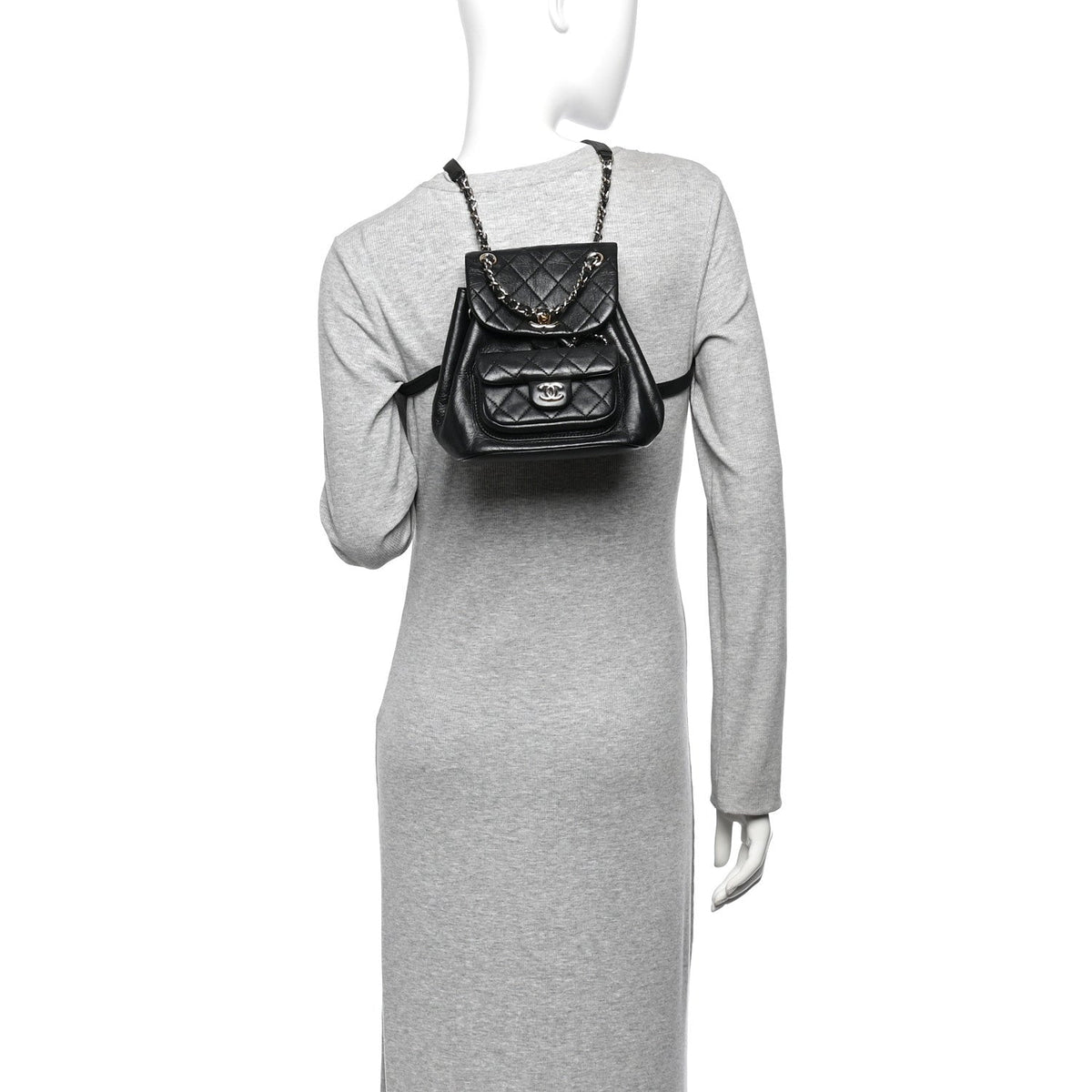 Small Quilted Calfskin Backpack - Black