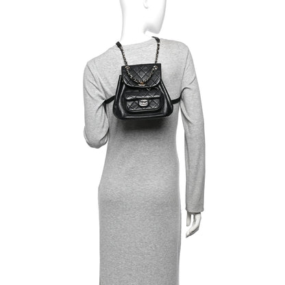 Small Quilted Calfskin Backpack - Black