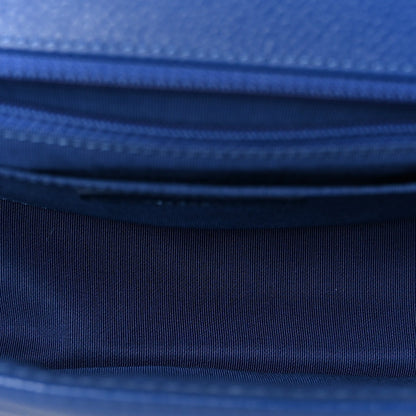 Quilted Caviar Flap Shoulder Bag - Blue