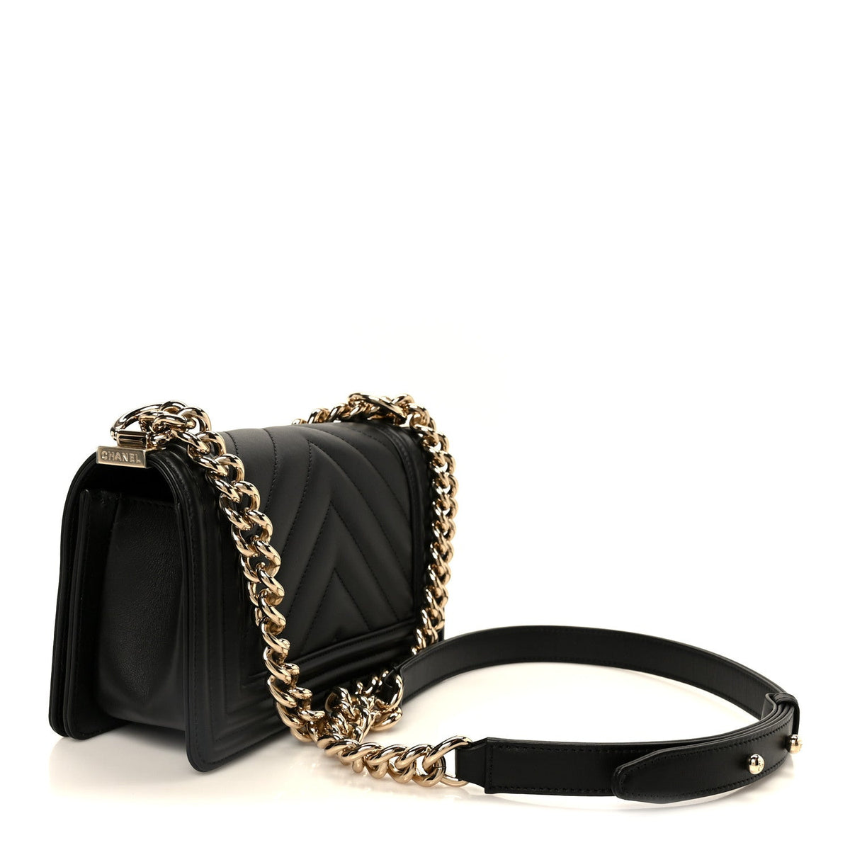 Small Quilted Lambskin Flap Shoulder Bag - Black