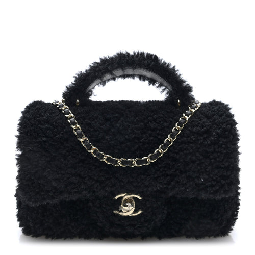 Mini Quilted Shearling Flap Shoulder Bag - Tan