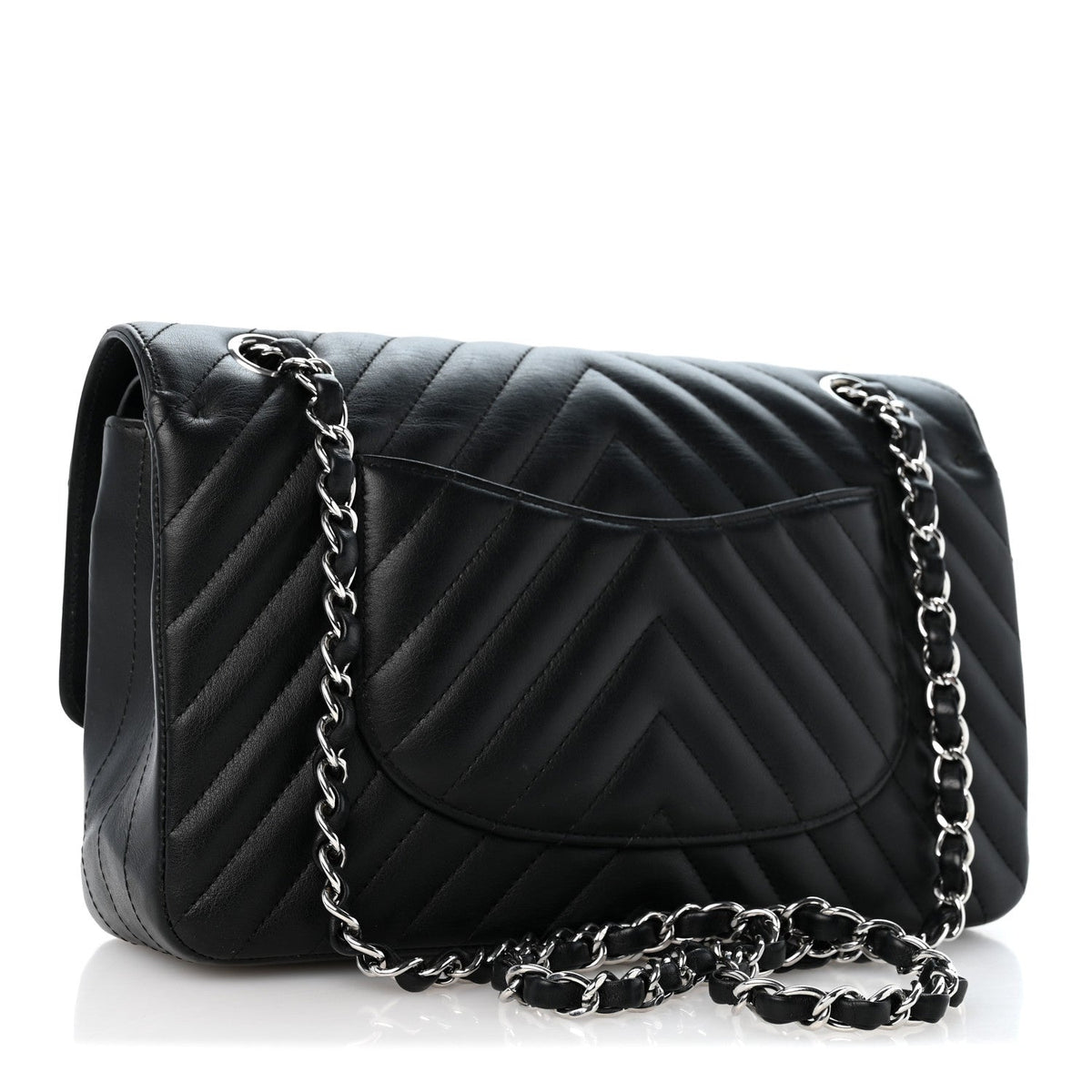 Medium Quilted Lambskin Flap Shoulder Bag - Black