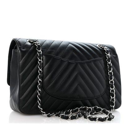 Medium Quilted Lambskin Flap Shoulder Bag - Black