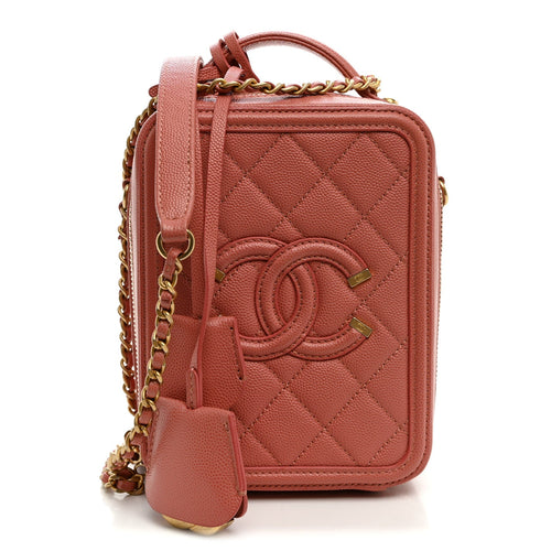 Quilted Caviar Handbag - Pink