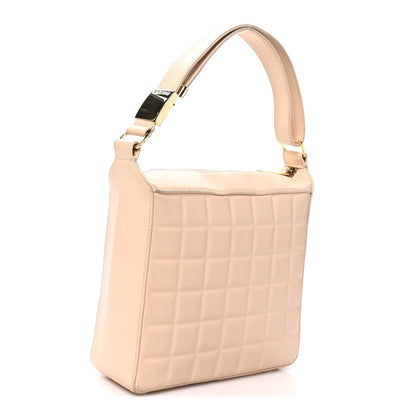Small Quilted Lambskin Shoulder Bag - Chocolate