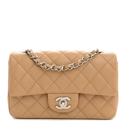 Mini Quilted Lambskin Flap Shoulder Bag - Tan