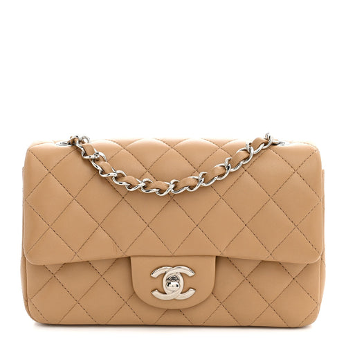 Mini Quilted Lambskin Flap Shoulder Bag - Tan