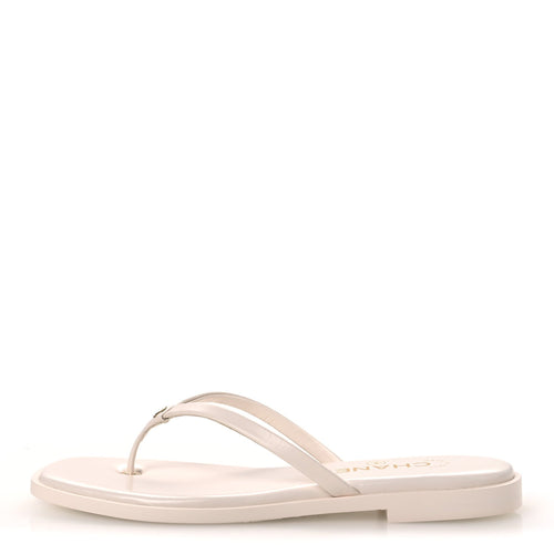 Goatskin CC Times Square Thong Sandals Beige