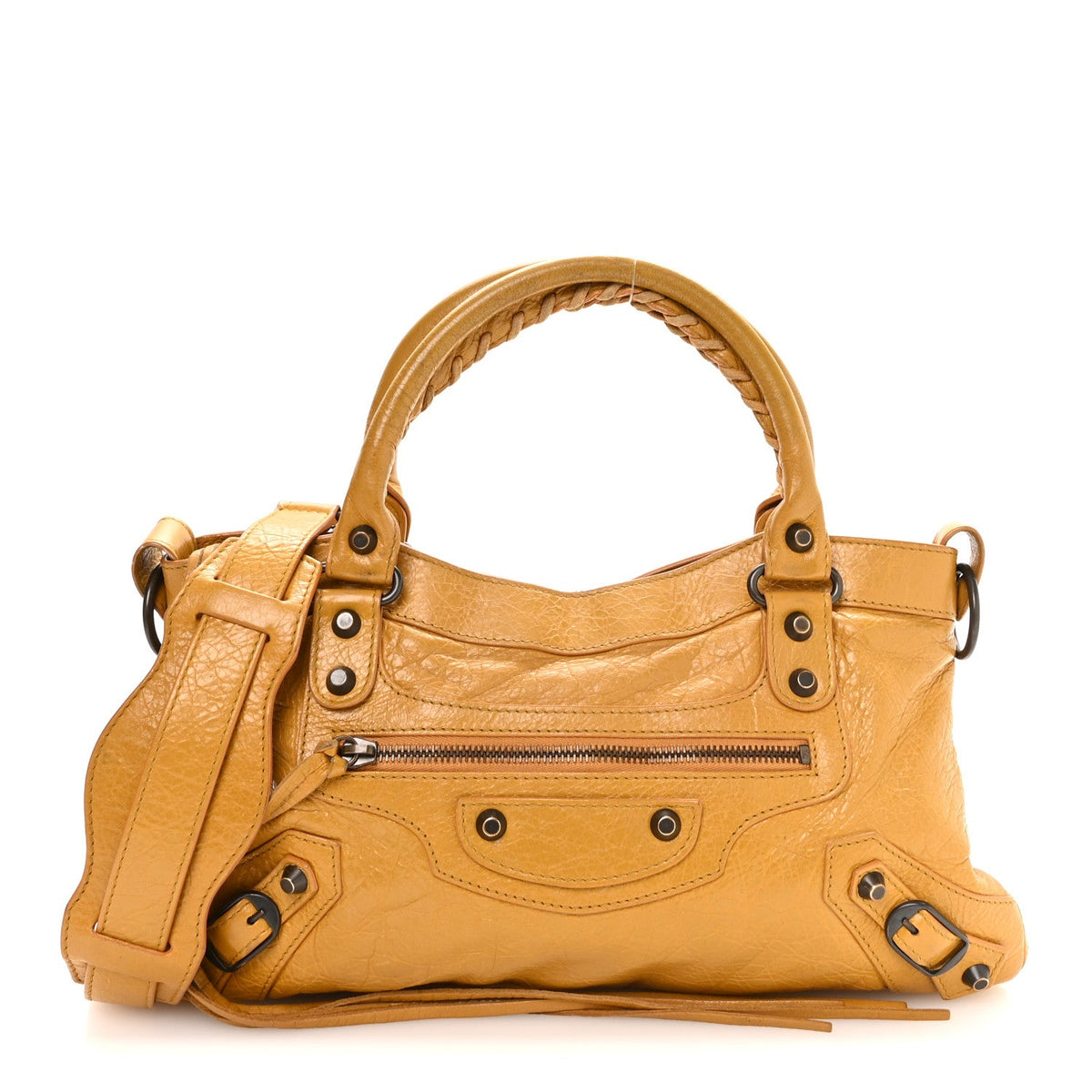 Agneau Classic Hardware First Jaune Mout Handbag